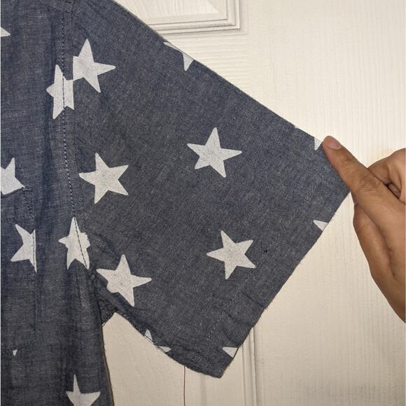 Cat & Jack Boys Cruise Blue White Stars Button Up Dress Shirt XL 16 - Picture 5 of 12